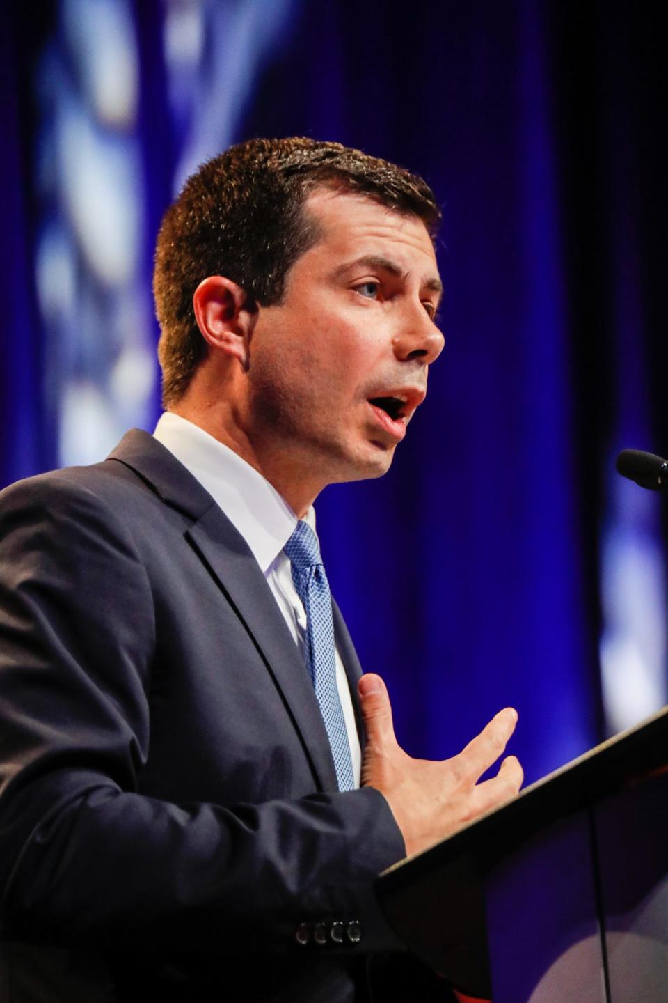 Presidential candidate and Mayor of South Bend Ind., Pete Buttigieg, speaks during the National Urban League Conference in Indianapolis on Friday, July 26, 2019.