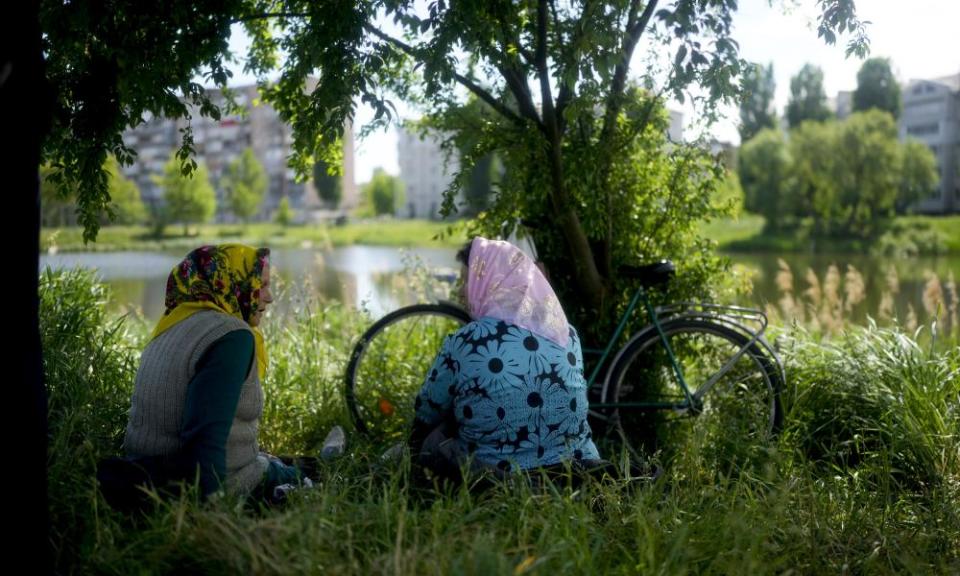 Two women in a park in Borodyanka