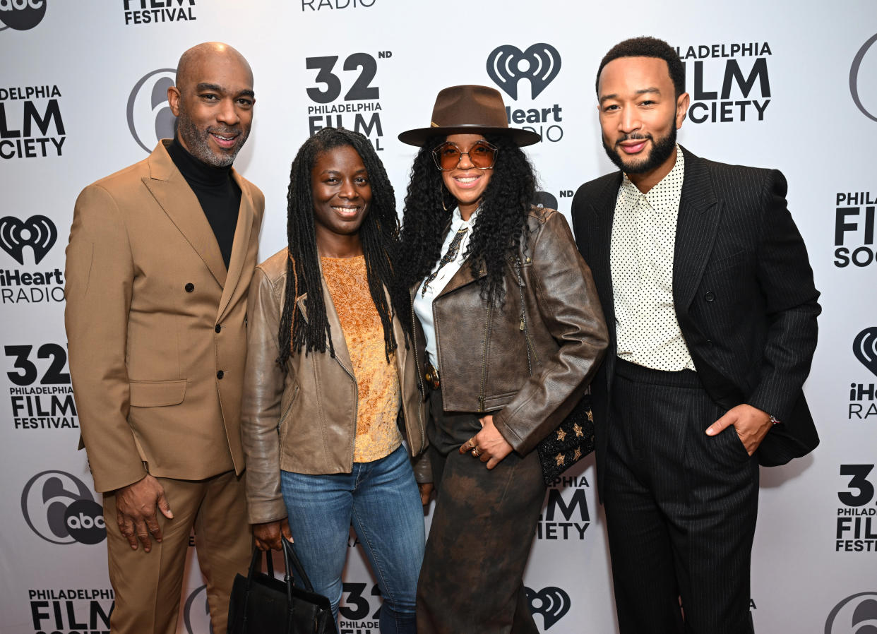 PHILADELPHIA, PENNSYLVANIA - OCTOBER 20: (L-R) Mike Jackson, Bethlehem Roberson, Kristal Oliver and John Legend attend Stand Up & Shout: Songs From a Philly High School at the Philadelphia Film Festival at Philadelphia Film Center on October 20, 2023 in Philadelphia, Pennsylvania. (Photo by Lisa Lake/Getty Images for HBO)