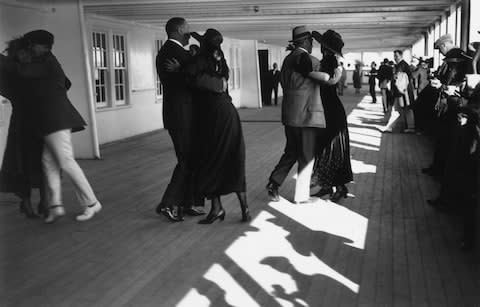 Black and white photo of dance on cruise ship - Credit: Getty