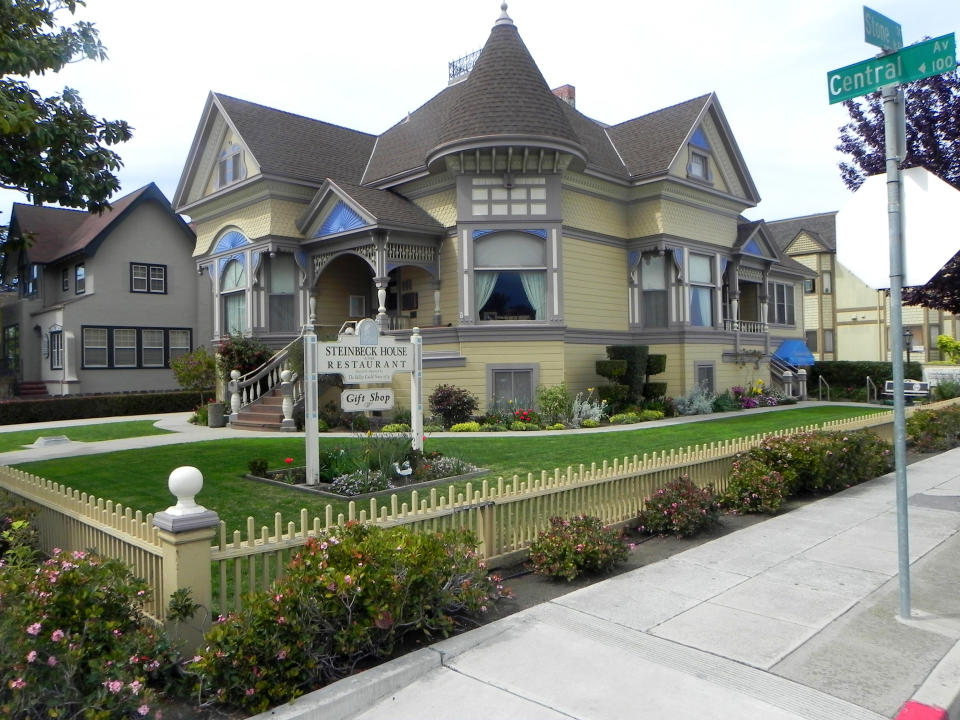 This March 2012 photo shows The Steinbeck House, where author John Steinbeck grew up in Salinas, Calif. The house, which is now a restaurant, is located near the National Steinbeck Center, a museum dedicated to preserving Steinbeck’s legacy. (AP Photo/Joseph Frazier)