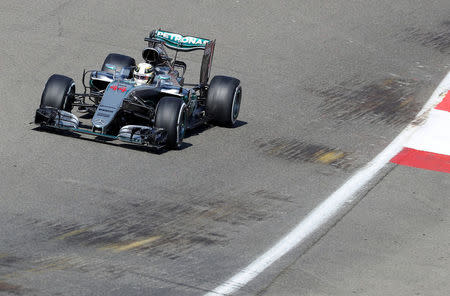 Belgium Formula One - F1 - Belgian Grand Prix 2016 - Francorchamps, Belgium - 27/8/16 - Mercedes' Lewis Hamilton of Britain during the final practice session. REUTERS/Yves Herman