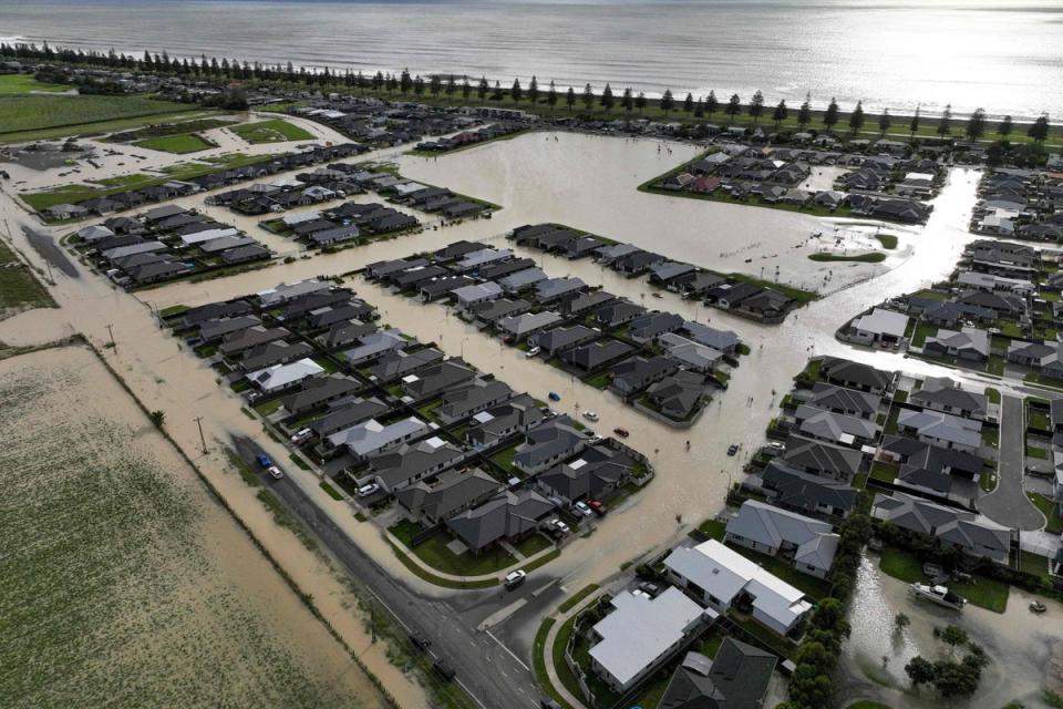 The scale of the flooding in Napier is revealed in this aerial shot (AFP via Getty Images)