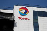 The logo of French oil and gas company Total is seen in Rueil-Malmaison