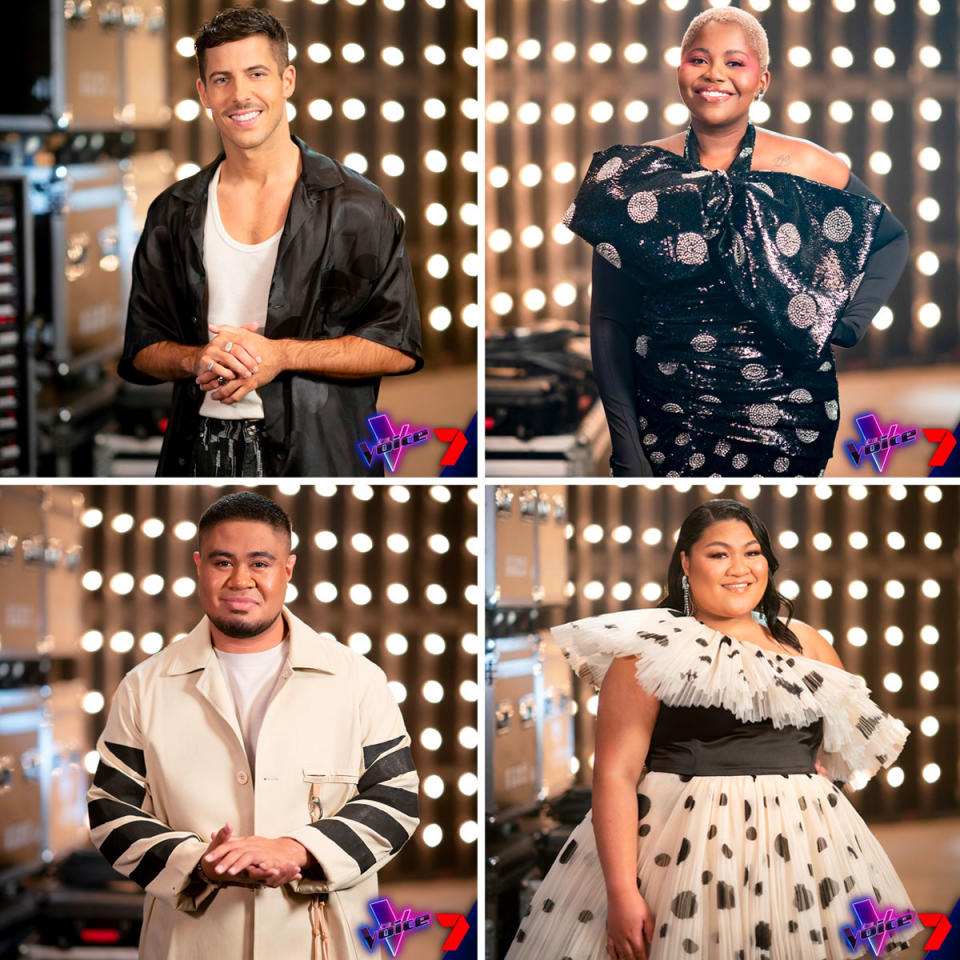 Four photos of the top 4 on The Voice Australia 2022