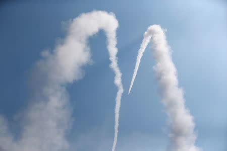 An Iron Dome launcher fires an interceptor rocket in the southern Israeli city of Ashkelon July 14, 2018 REUTERS/Amir Cohen