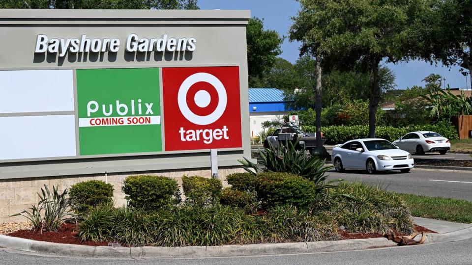 The Bayshore Gardens Publix has closed. Preparations are underway to rebuild the store as the new sign announces, shown here on May 8, 2024.