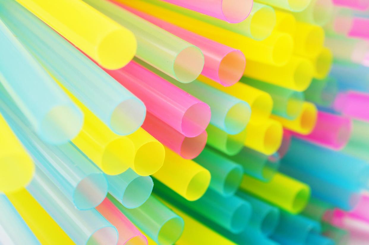 neon plastic disposable straws