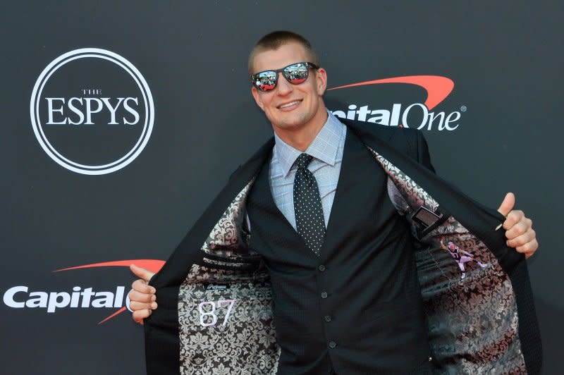 Rob Gronkowski attends the 27th annual ESPY Awards at the Microsoft Theater in Los Angeles on July 10, 2019. The NFL player turns 35 on May 14. File Photo by Jim Ruymen/UPI