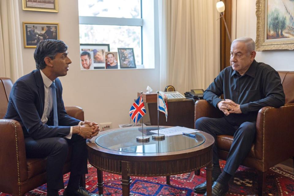 Netanyahu in a meeting with British PM Rishi Sunak last month (Simon Walker / No 10 Downing Str)