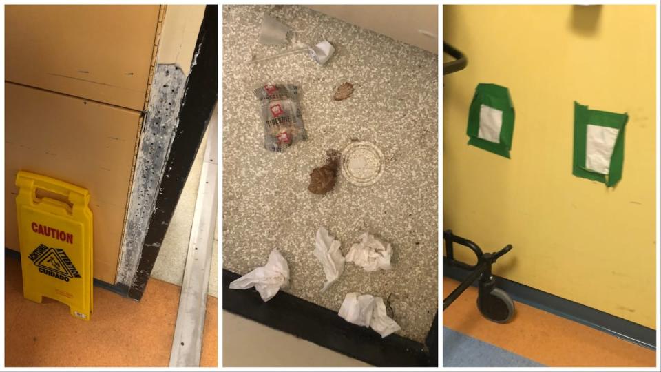 Photos tabled in the House of Assembly on Thursday show troubling conditions inside the Health Sciences Centre in St. John's, including what appears to be feces in hospital rooms.