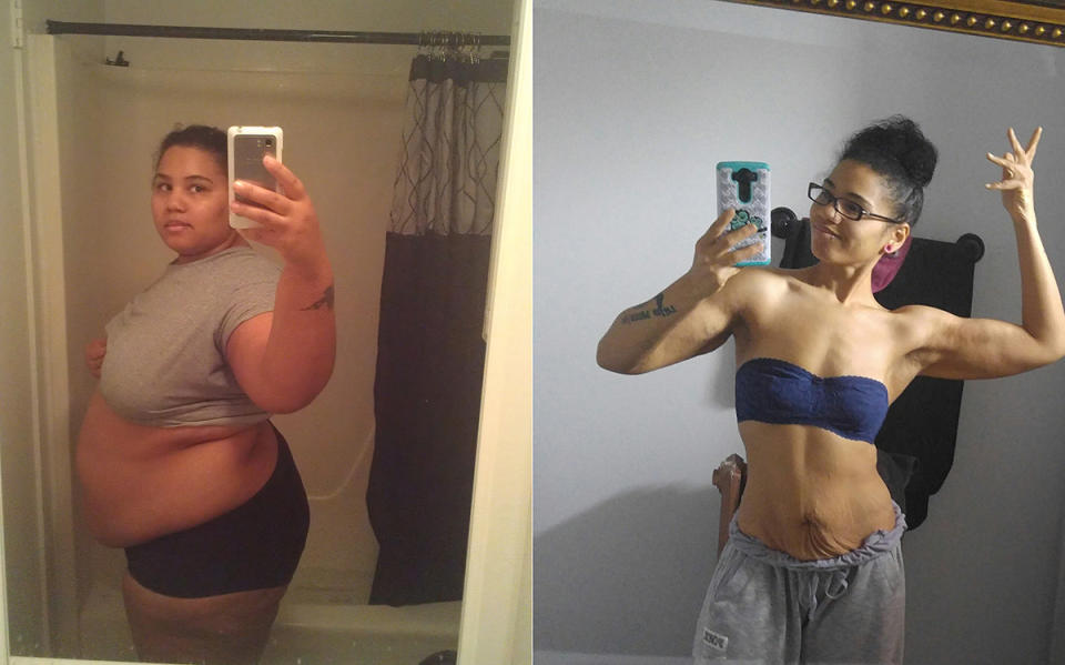 Katie Bolden at the beginning of her weight loss journey and now. (Photos: Courtesy of Katie Bolden)