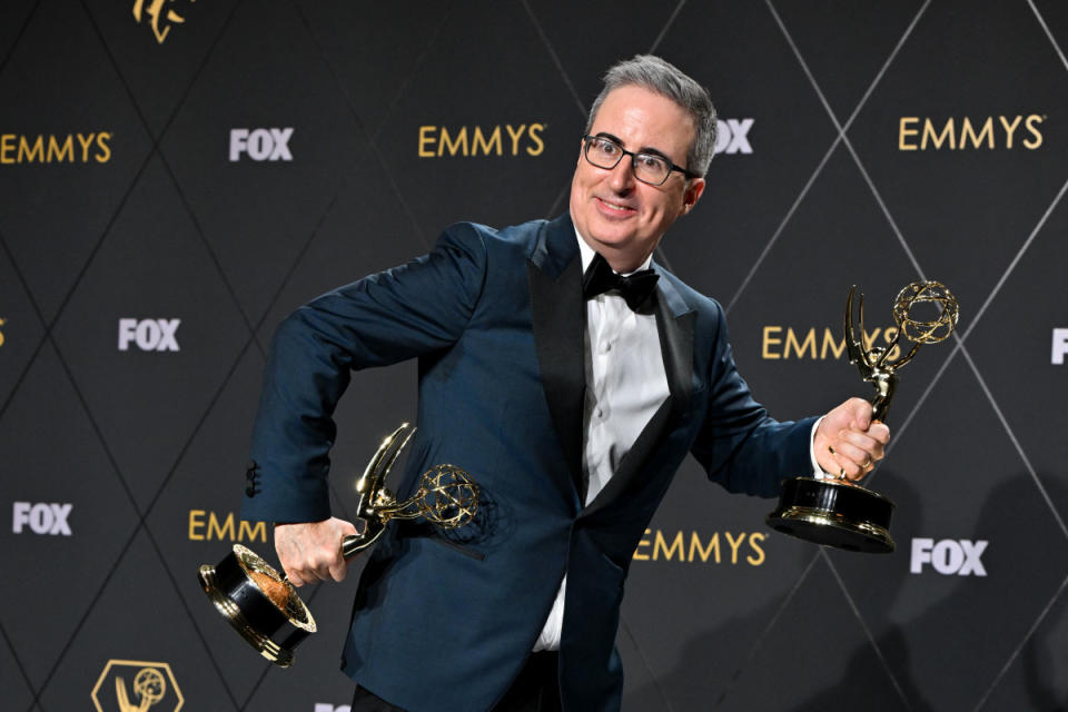 John Oliver, winner of Outstanding Scripted Variety and Outstanding Writing for a Variety Series "Last Week Tonight with John Oliver"<p>ROBYN BECK/AFP via Getty Images</p>