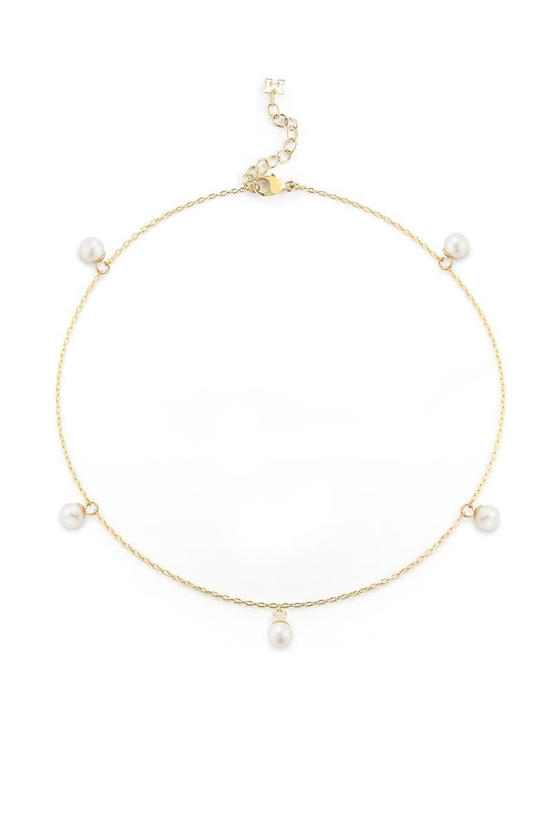 14K Gold Five Point Pearl Anklet