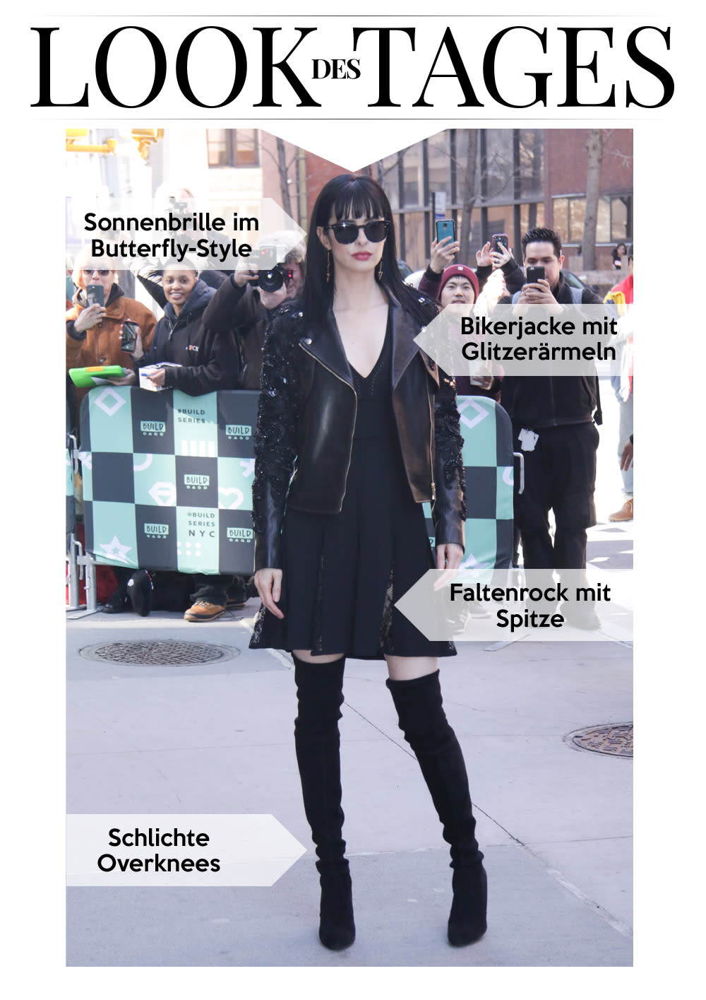 Bei der Premiere zur zweiten Staffel von „Jessica Jones“ zeigte sich Krysten Ritter in einem gelungenen Cross-over in Schwarz. (Bild: ddp Images)