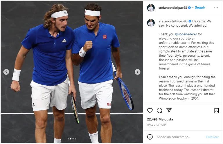 El sentido posteo que le dedicó Stéfanos Tsitsipás a Roger Federer (Foto: Instagram @stefanostsitsipas98)