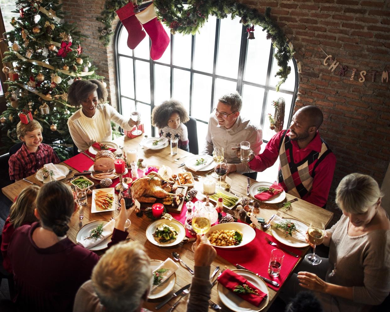 family eating together for Christmas