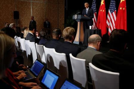 U.S. President Barack Obama holds a news conference at the conclusion of the G20 Summit in Hangzhou, China September 5, 2016. REUTERS/Jonathan Ernst