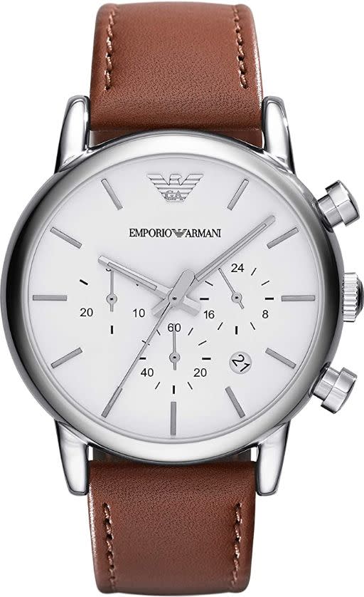 This Emporio Armani men's chronograph watch is on sale for $130