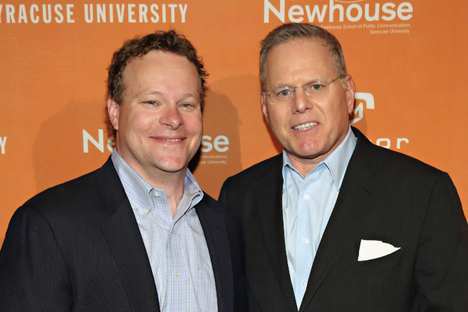 Chris Licht and President and David Zaslav attend the 2016 Mirror Awards on June 9, 2016 in New York City. (Photo by Cindy Ord/Getty Images)