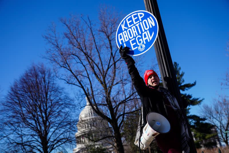FILE PHOTO: Activists hold pro-choice demonstration on anniversary of Roe v. Wade at U.S. Supreme Court in Washington