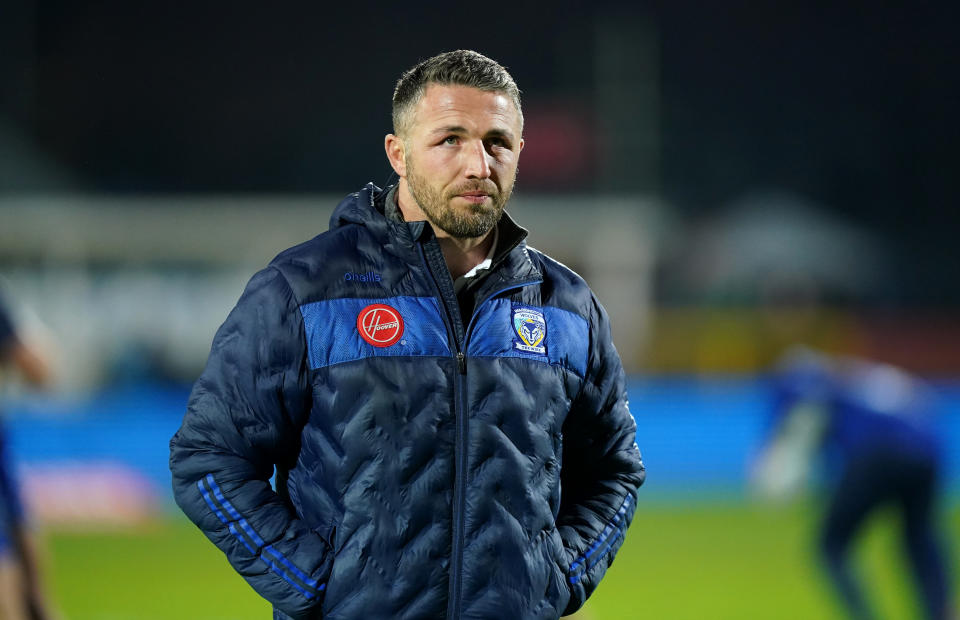 Warrington Wolves head coach Sam Burgess before the Betfred Super League match at Sewell Group Craven Park, Hull. Picture date: Thursday March 7, 2024. (Photo by Mike Egerton/PA Images via Getty Images)