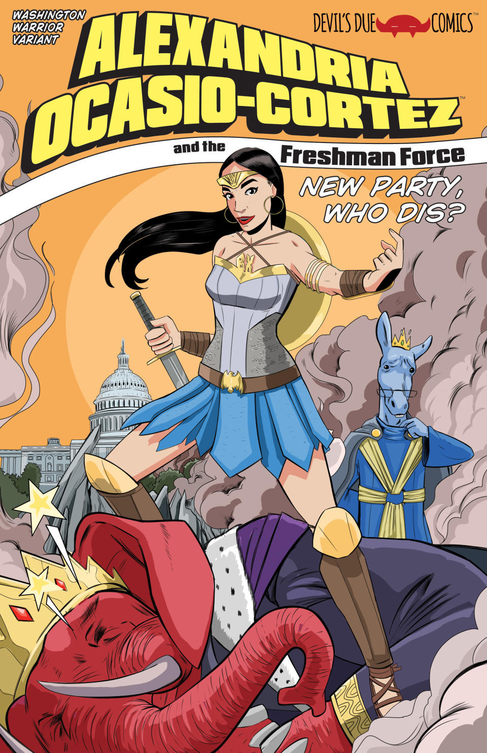 <em>Alexandria Ocasio-Cortez and the Freshman Force</em> takes down the GOP establishment in the first issue, titled “New Party, Who Dis?” (Photo: Devil’s Due Comics/Josh Blaylock and Tim Seeley)