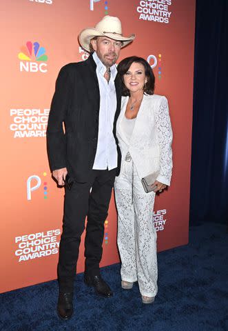 <p>Tammie Arroyo/Variety via Getty</p> Toby Keith and Tricia Lucas at the People's Choice Country Awards on Sept. 28, 2023 in Nashville
