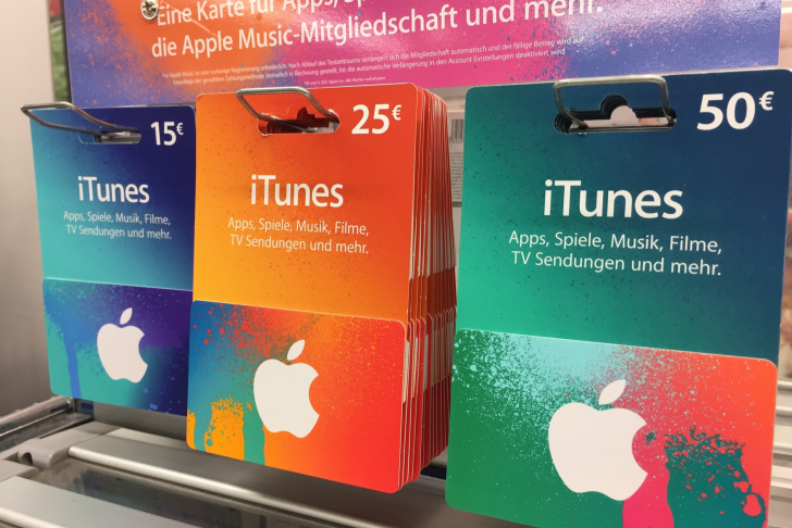 iTunes gift cards image via <a href="https://www.shutterstock.com/image-photo/berlin-germany-may-6-2017-itunes-679610764?src=dTKGi0acNLuv7MfdnBXi6A-1-4" rel="nofollow noopener" target="_blank" data-ylk="slk:Shutterstock;elm:context_link;itc:0;sec:content-canvas" class="link ">Shutterstock</a>