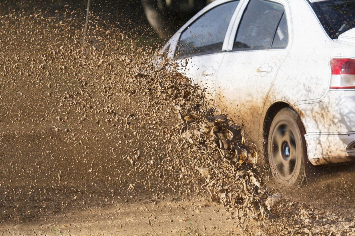 mud debris splash from a car