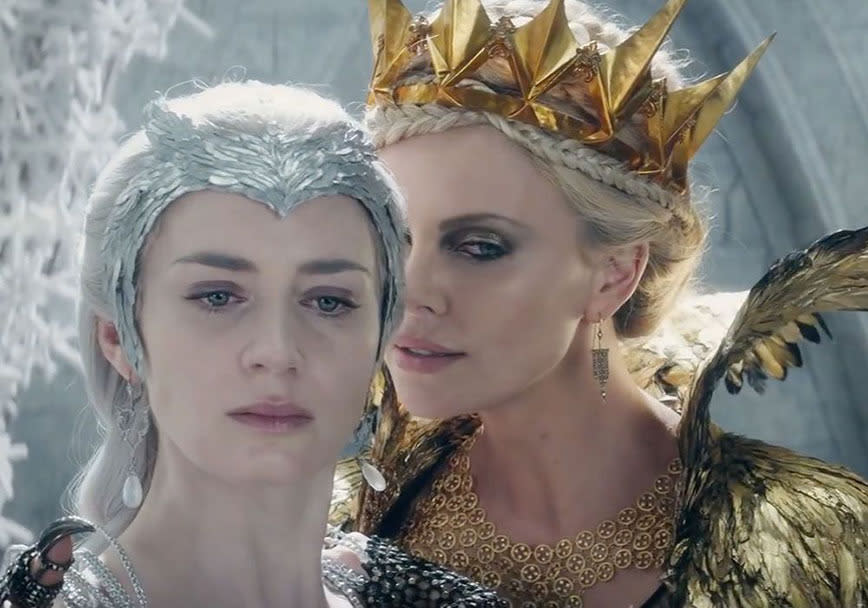 <p>This follow-up to the surprisingly successful <i>Snow White the Huntsman</i> is missing Kristen Stewart’s Snow White, quite possibly because she had an affair with the director last time out (he’s also been axed). Chris Hemsworth and Charlize Theron do return though, alongside new recruits Emily Blunt, who plays The Ice Queen and Jessica Chastain’s leather-clad warrior.</p>