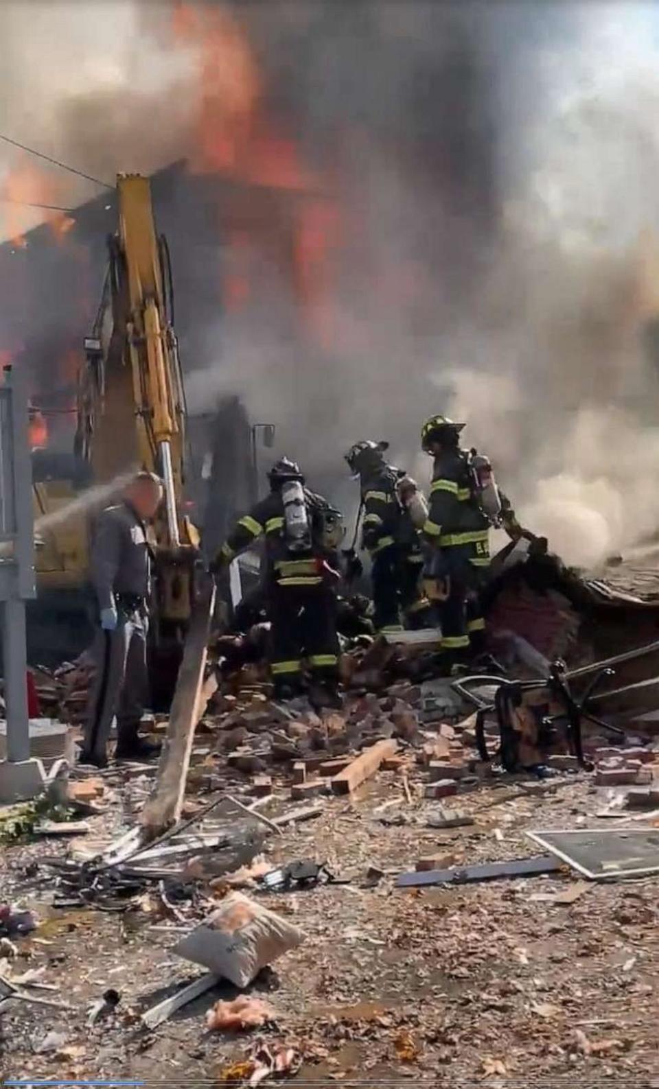 PHOTO: Multiple people were injured when a gas line was struck in Wappingers Falls, New York, causing an explosion, on Nov. 2, 2023. (Gjendrit Shabanaj)