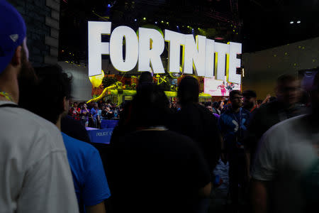 FILE PHOTO: The Fortnite booth is shown at E3, the world's largest video game industry convention in Los Angeles, California, U.S. June 12, 2018. REUTERS/Mike Blake