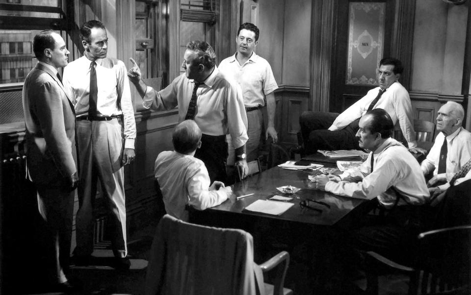 Shirty dozen: Henry Fonda, second left, brings his fellow jurors into line - Allstar Picture Library Ltd / Alamy Stock Photo