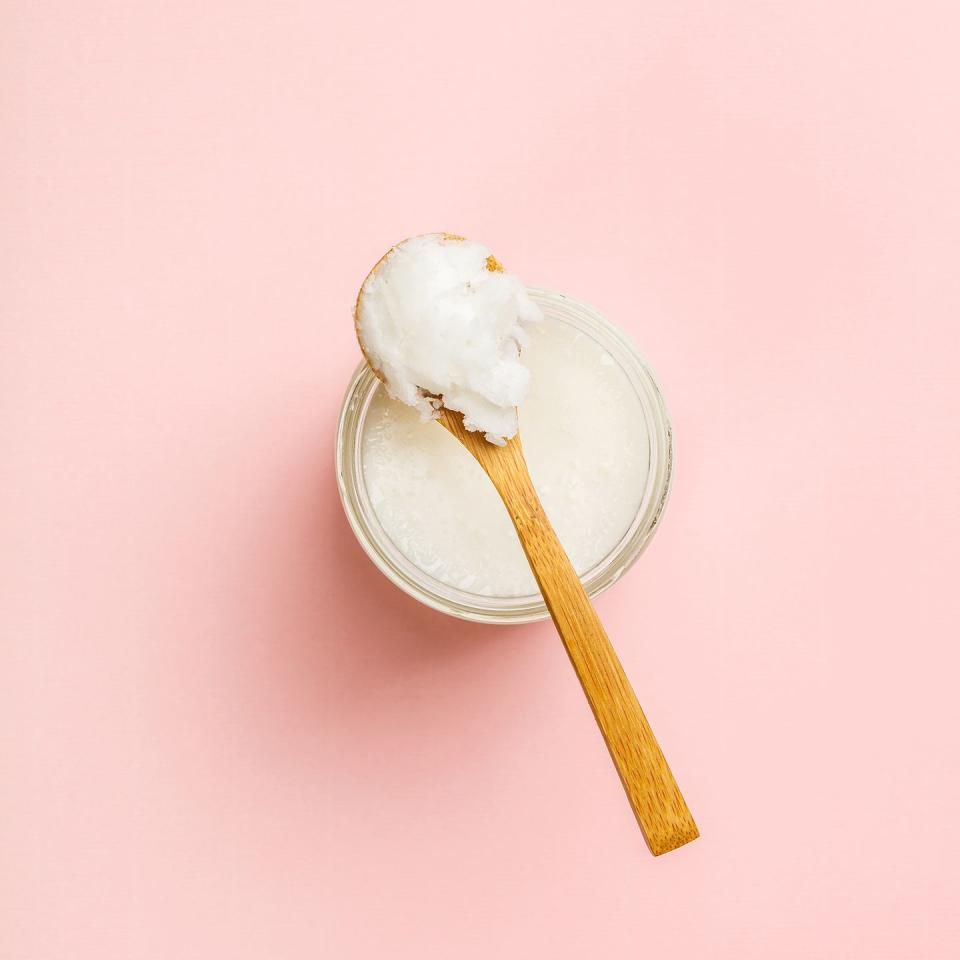 Exfoliate your scalp with coconut oil, sugar, and essential oils.