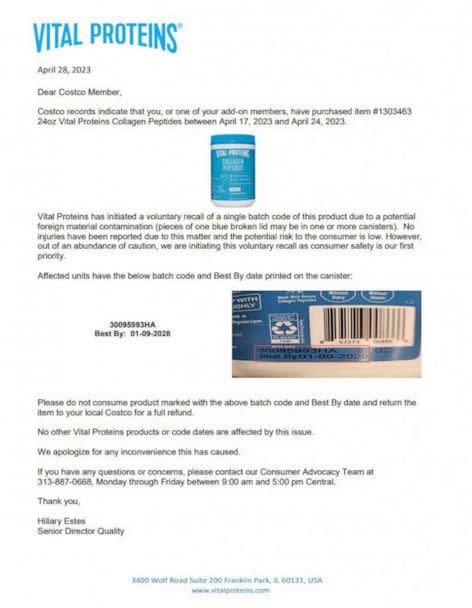 PHOTO: Costco initiated a recall notice of the affected Vital Proteins sold at the big box retailer seen here. (Costco)