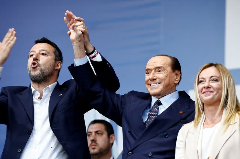 FILE PHOTO: Italy's centre-right coalition closing campaign rally in Rome