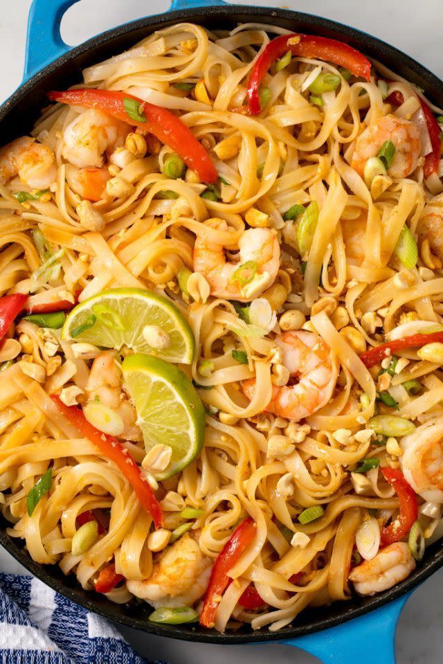 <p>Takeaway pad thai is never as good as we want it to be. So we make it at home instead. (It takes less than 30 minutes!).</p><p>Get the<a href="https://www.delish.com/uk/cooking/recipes/a29468997/easy-pad-thai-recipe/" rel="nofollow noopener" target="_blank" data-ylk="slk:Pad Thai;elm:context_link;itc:0;sec:content-canvas" class="link "> Pad Thai</a> recipe.</p>