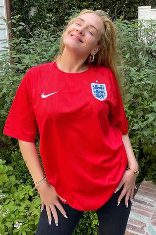 <p>Adele/Instagram</p> Adele wears shirt to support England's soccer team