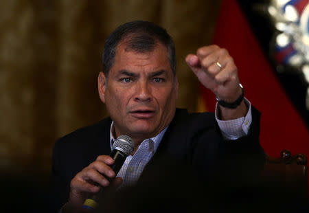 Ecuador's President Rafael Correa gives a a news conference in Quito, Ecuador, February 22, 2017. REUTERS/Mariana Bazo