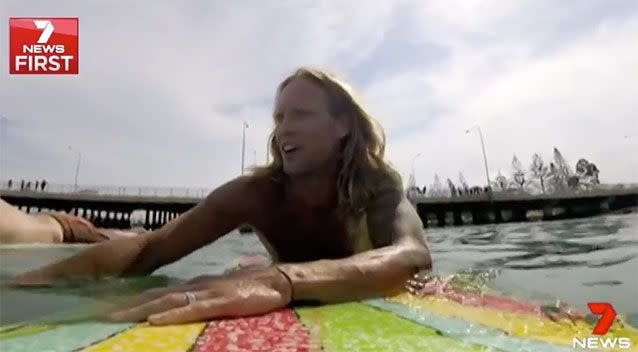 The two friends were surfing when they noticed a tourist and his son in trouble. Photo: 7 News