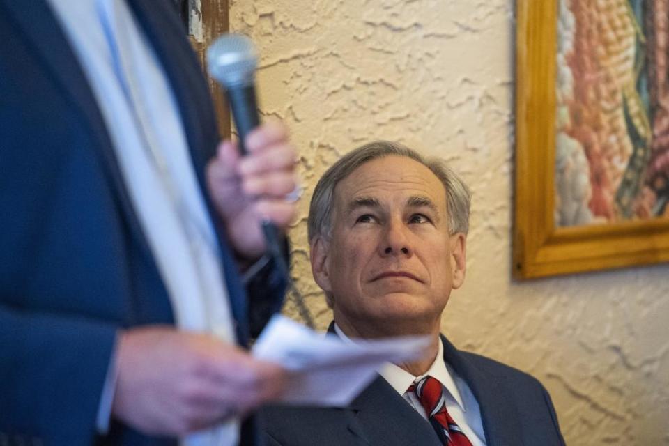 Governor Abbott last week at an event to announce he is rescinding the mask mandate.