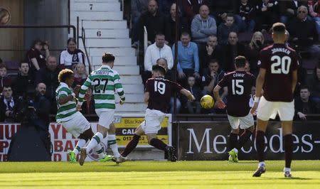 Britain Football Soccer - Heart of Midlothian v Celtic - Scottish Premiership - Tynecastle - 2/4/17 Celtic's Scott Sinclair scores their first goal Reuters / Russell Cheyne Livepic -