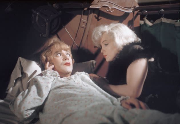 Marilyn Monroe (right) and Jack Lemmon in a scene from 