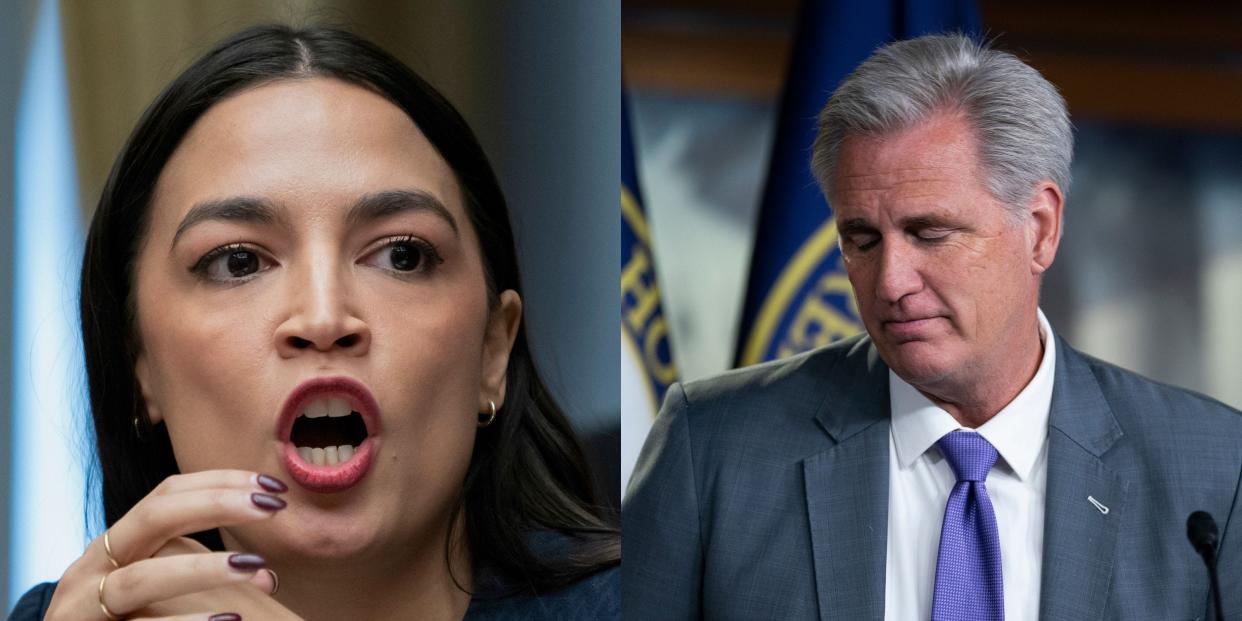 Rep. Alexandria Ocasio-Cortez and House Speaker Kevin McCarthy