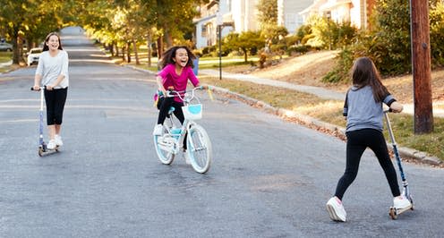   <span class="attribution"><a class="link " href="https://www.shutterstock.com/image-photo/three-girls-riding-on-scooters-bike-788888125" rel="nofollow noopener" target="_blank" data-ylk="slk:Monkey Business Images/Shutterstock;elm:context_link;itc:0;sec:content-canvas">Monkey Business Images/Shutterstock</a></span>