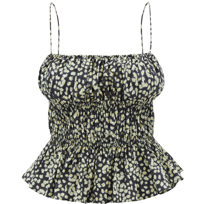 Floral-print cotton-poplin camisole