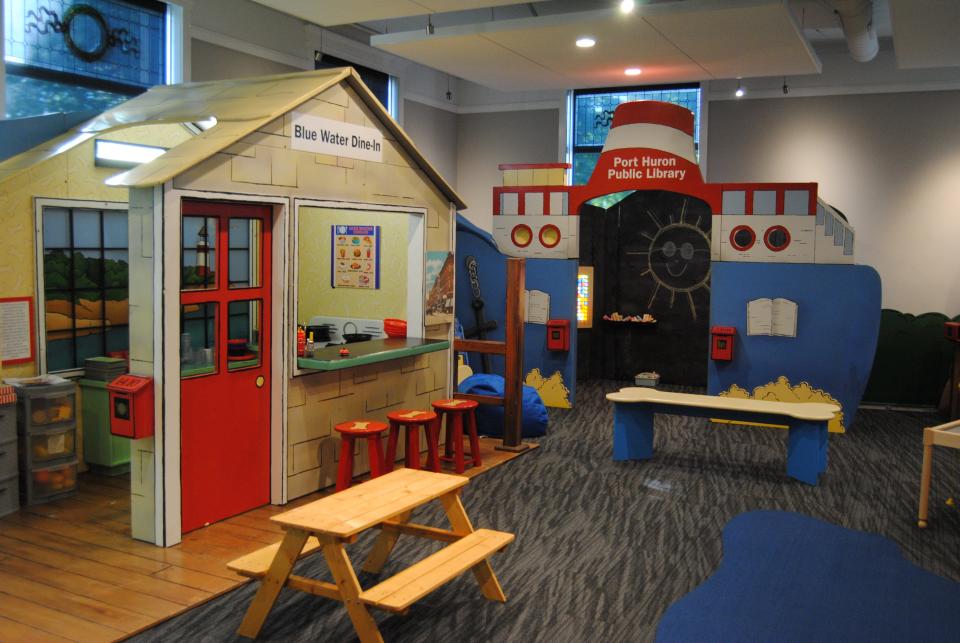A space in one of the Port Huron Museum Carnegie galleries shows two setups for the new kids' "Discovery City" exhibit. It was unveiled on Thursday, Sept. 2, 2021.