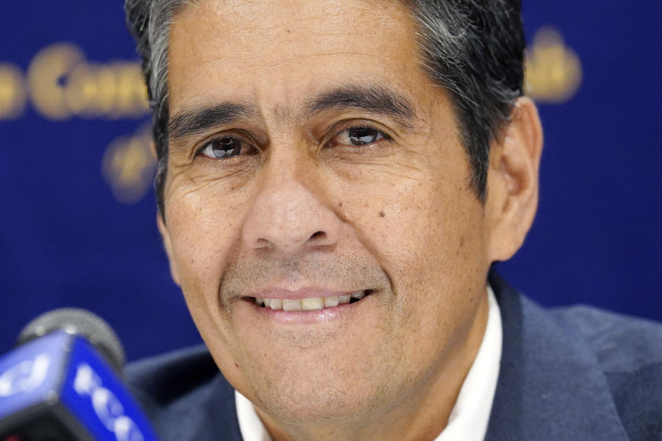 FILE - Palau's President Surangel Whipps Jr. attends a press conference at the Foreign Correspondents' Club of Japan (FCCJ) in Tokyo, on June 15, 2023. The United States has signed a new agreement with Palau, which gives American ships the authorization to unilaterally enforce maritime regulations in the tiny Pacific island nation's exclusive economic zone, the U.S. Coast Guard said Tuesday, Aug. 29, 2023. (AP Photo/Eugene Hoshiko)