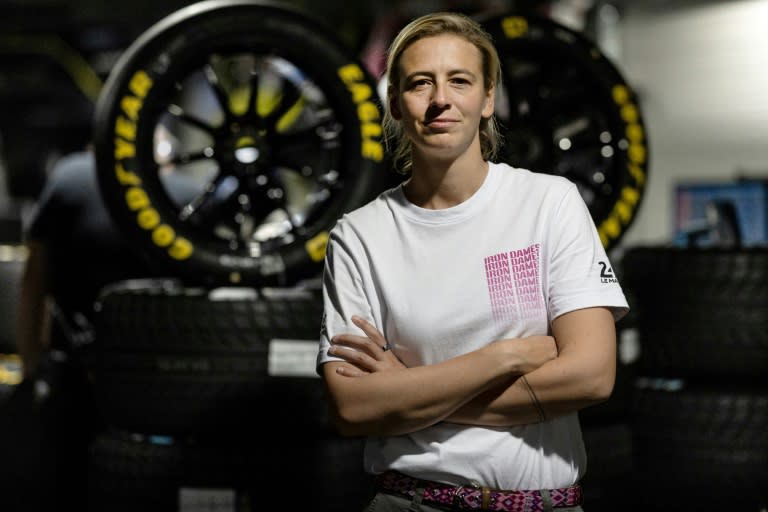 La pilote belge Sarah Bovy de Iron Dames, seule équipe 100% féminine engagée aux 24 Heures du Mans, le 13 juin 2024 (Fred TANNEAU)